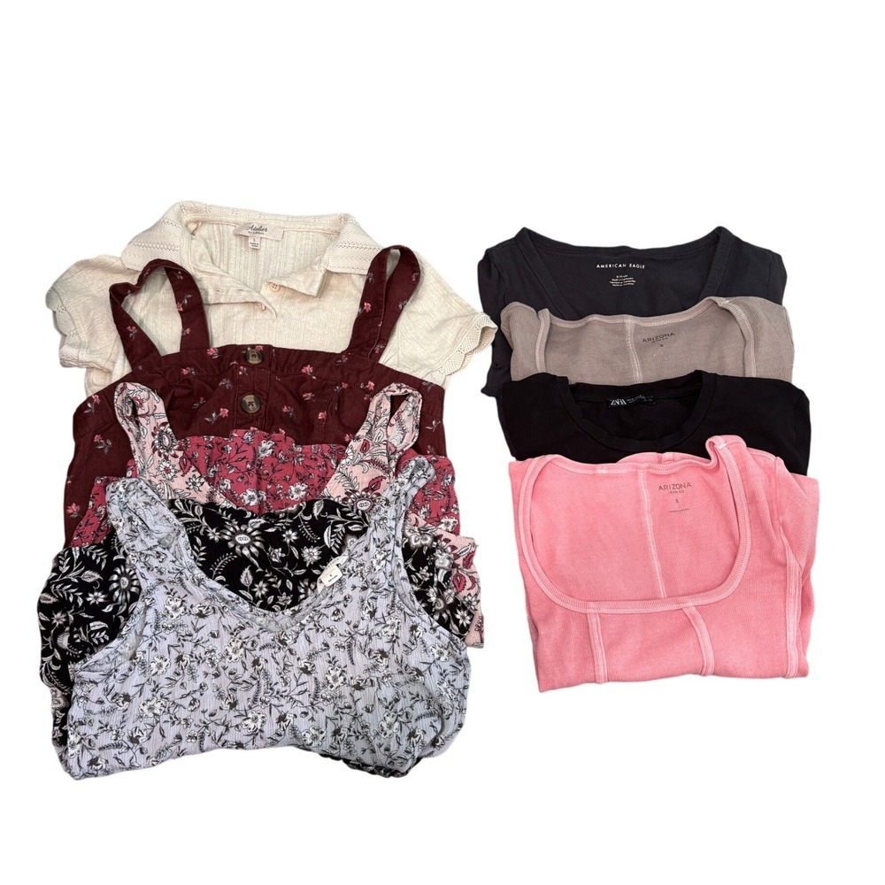 Bundle 8pc Women Small Tops Aeropostale American Eagle Arizona Zara Floral Mix